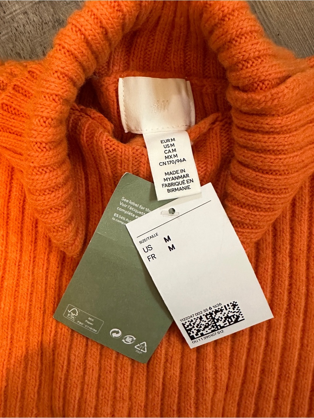 H&M Orange Ribbed Cropped Sweater – Size M (NWT) - Picture 4 of 5